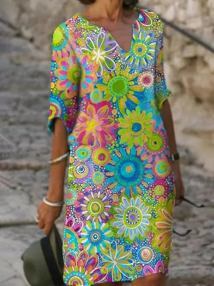 Women's V-Neck Floral Print Summer Dress | Mini
