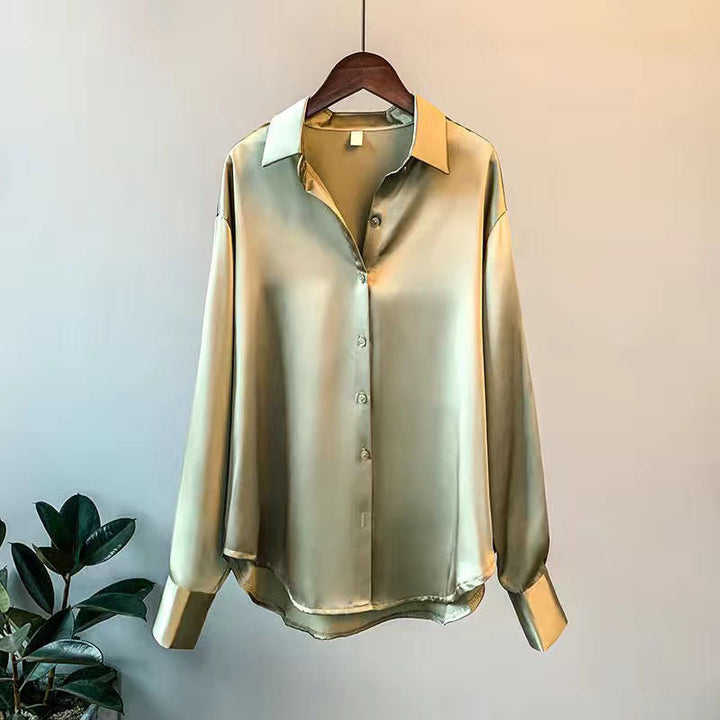 Women's Formal Long Sleeve Blouse with Collar | Relaxed Fit