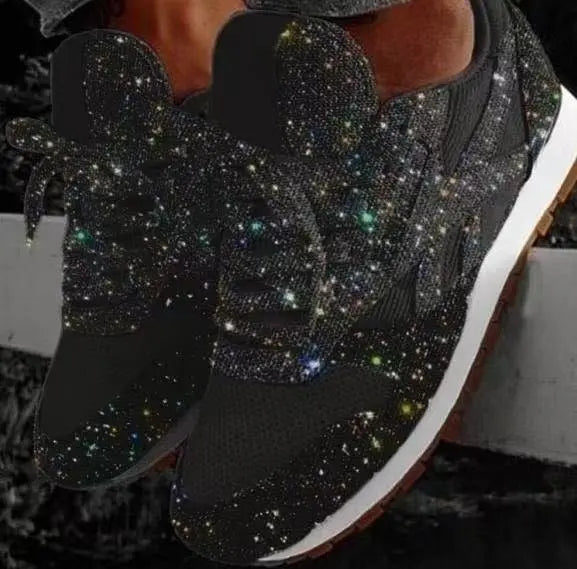 Women’s Casual Glitter Sneakers | Lace-Up Closure