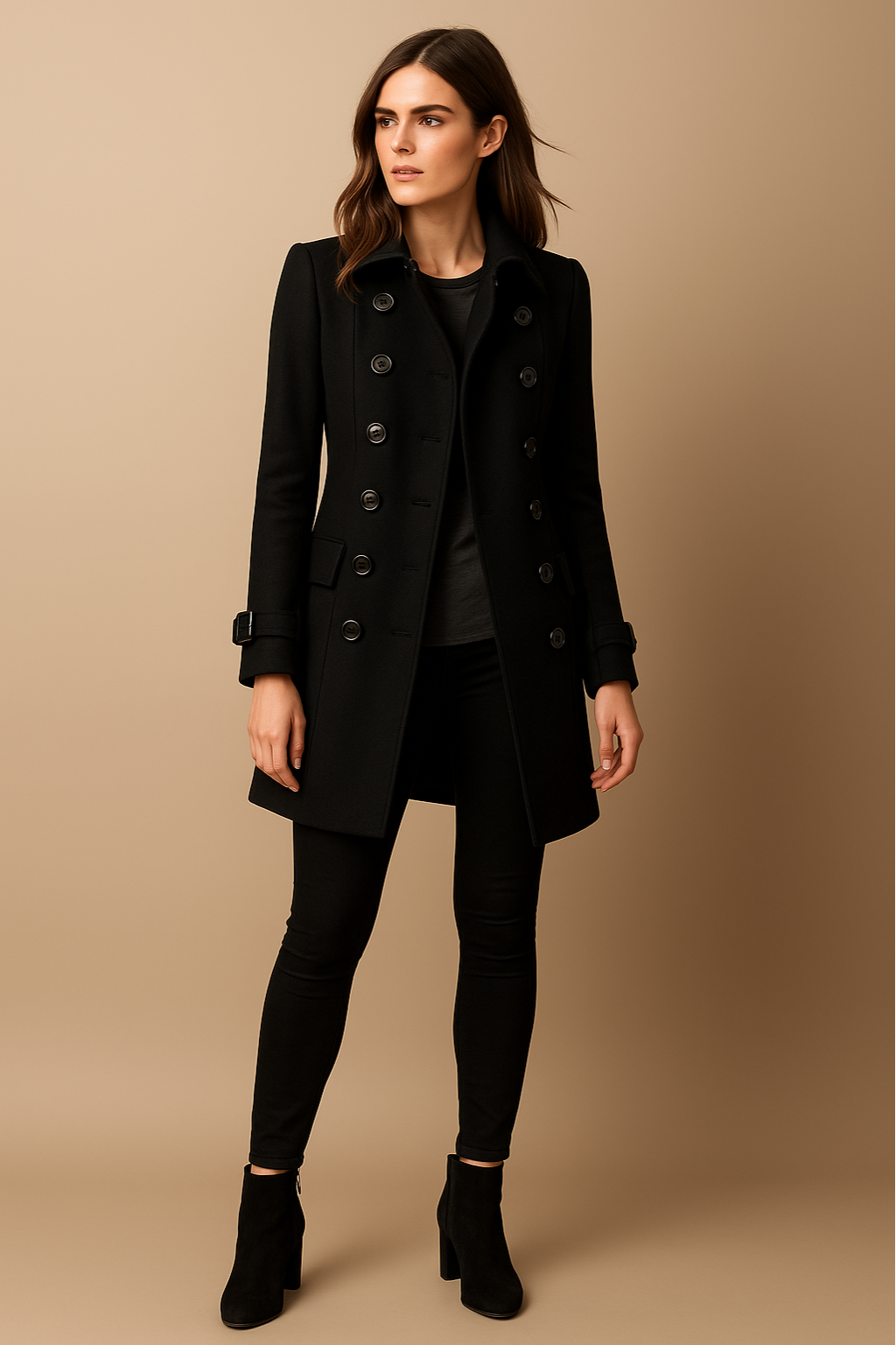 Women's Double-Breasted Coat | Long