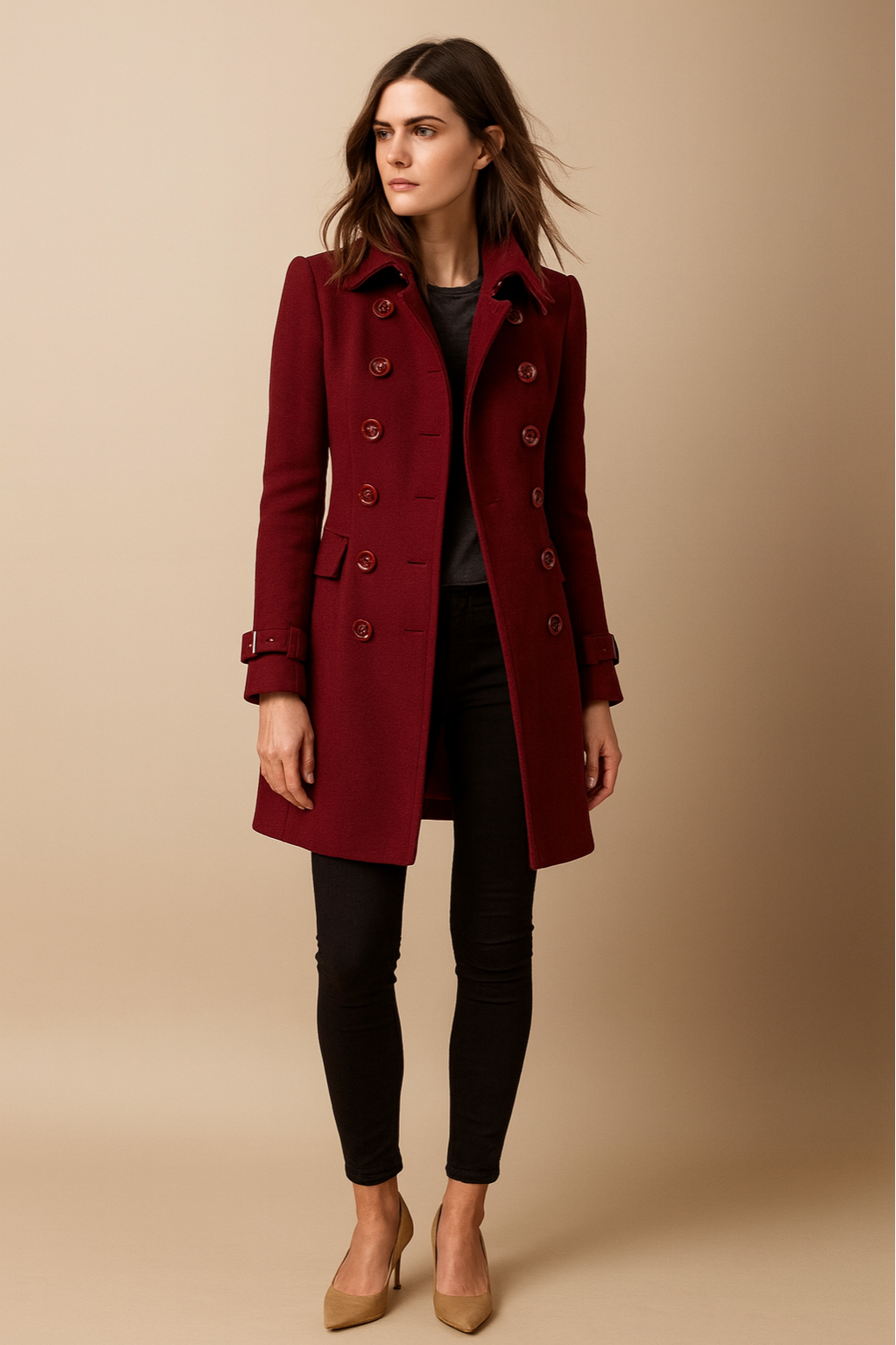 Women's Double-Breasted Coat | Long