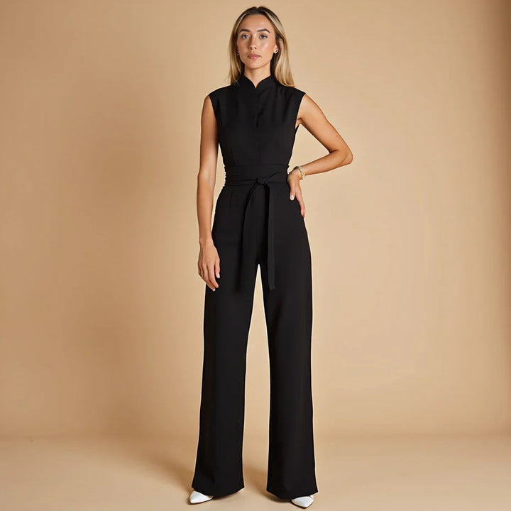 Women's Casual Wide Leg Jumpsuit | Mandarin Collar