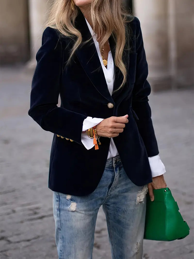 Women's Gold Buttons Blazer | Lapels