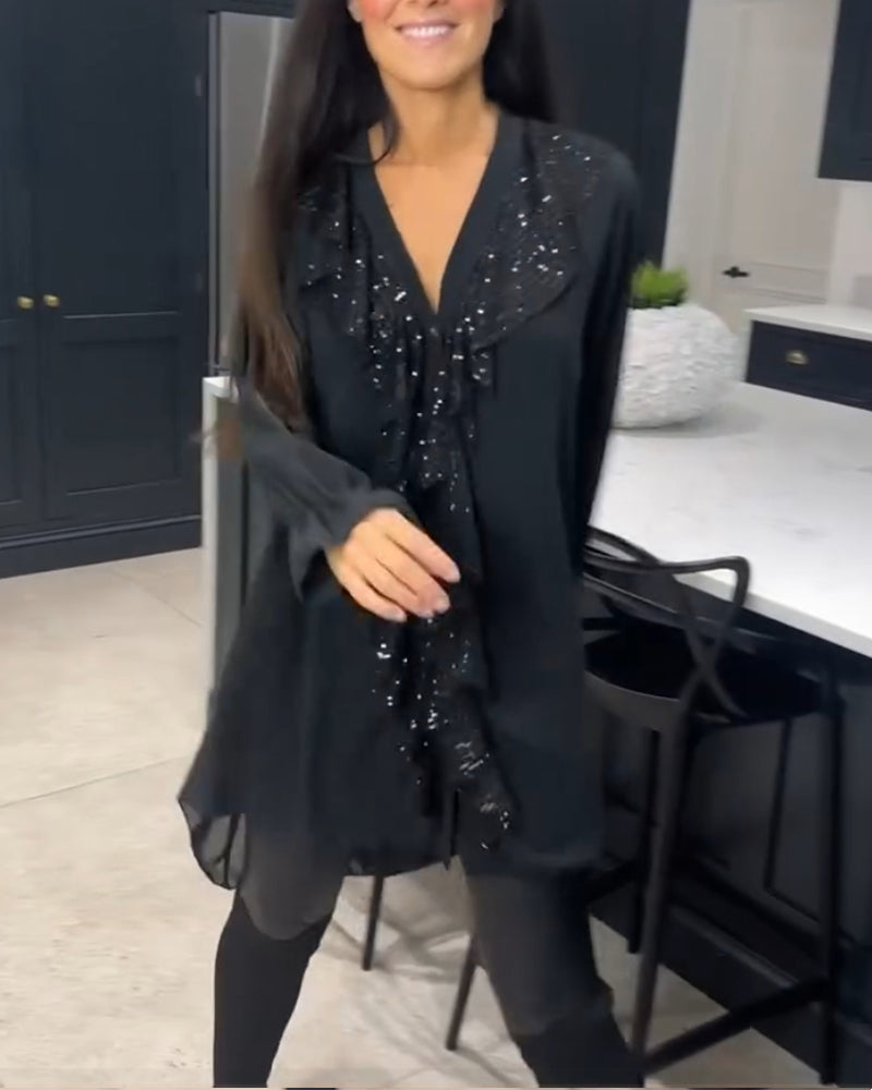 Ladies Elegant Ruffled Blouse | Long Sleeve