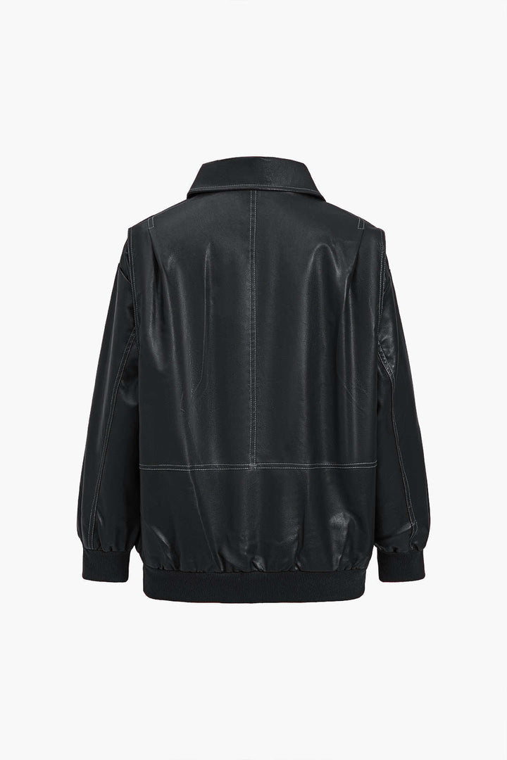 90s Solid Color Collar Zipper Jacket