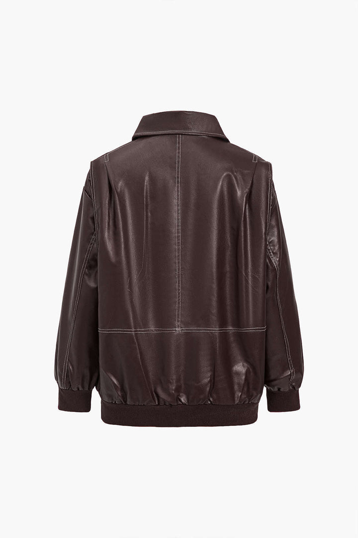 90s Solid Color Collar Zipper Jacket