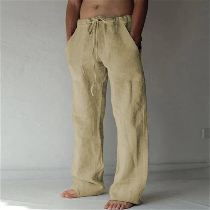 Men's Summer Long Linen Pants | with Drawstring