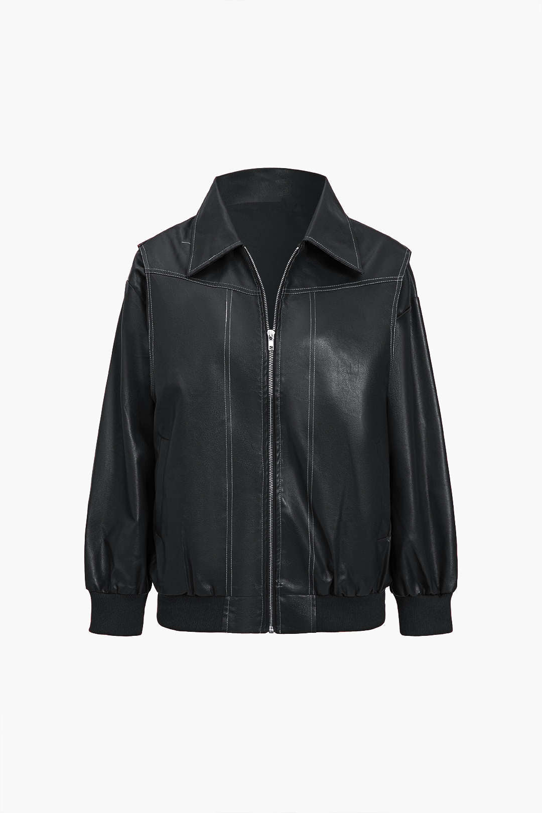 90s Solid Color Collar Zipper Jacket