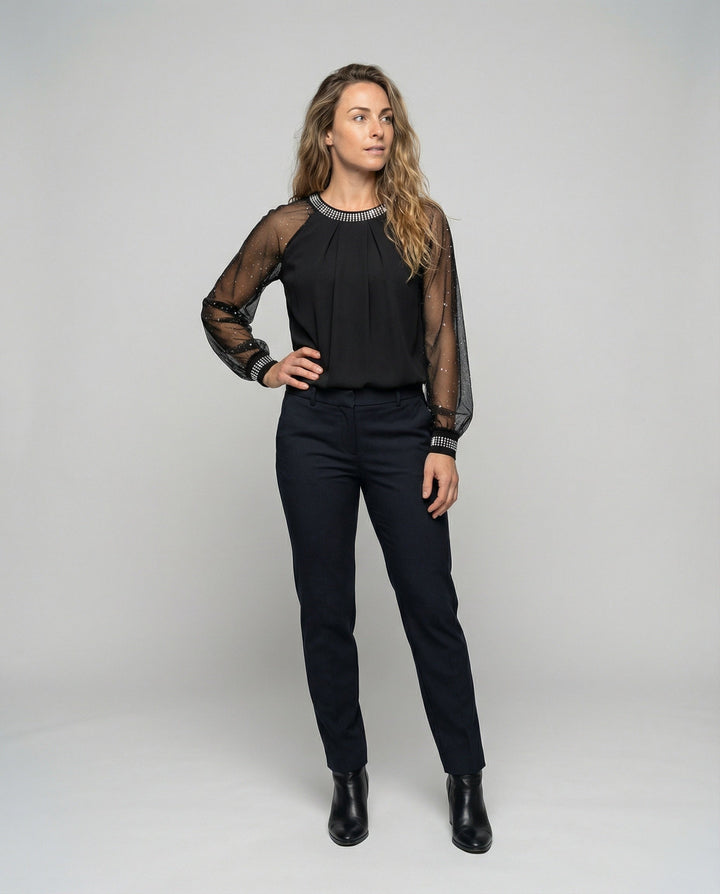 Women's Black Dressy Blouse | Long Sleeve