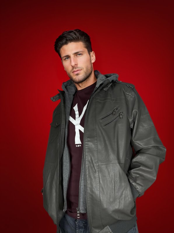 Men's Locomotive Hooded Leather Jacket | Slim