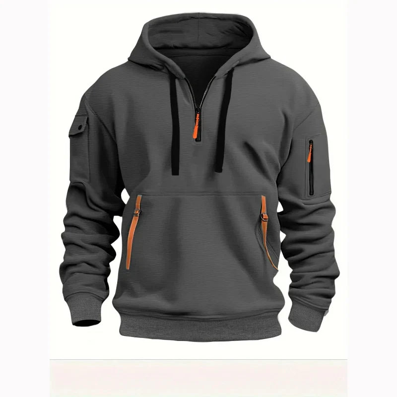 Men's Multiple Zipper Pockets Hoodie | Sports