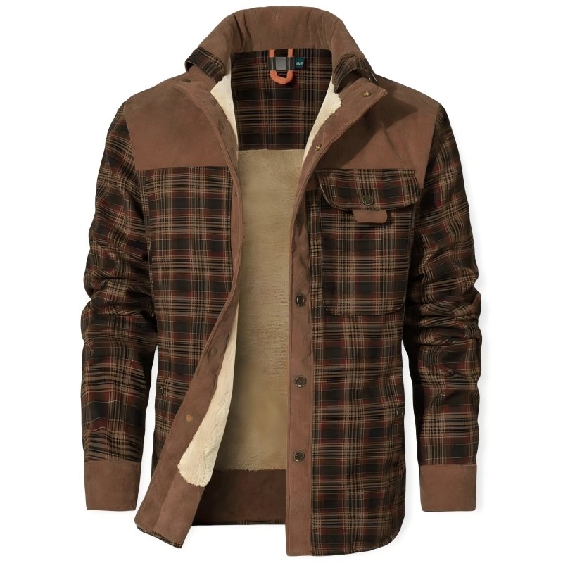 Men's Plaid Plus Velvet Jacket | Winter