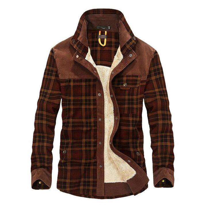 Men's Plaid Plus Velvet Jacket | Winter