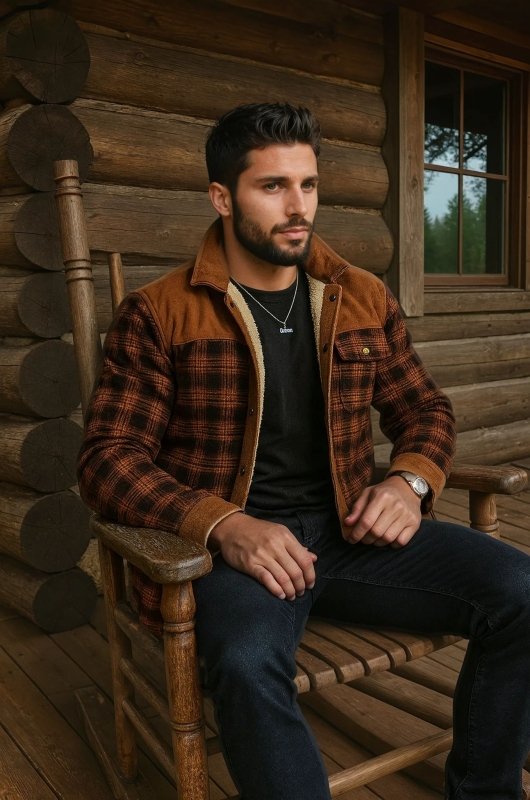 Men's Plaid Plus Velvet Jacket | Winter
