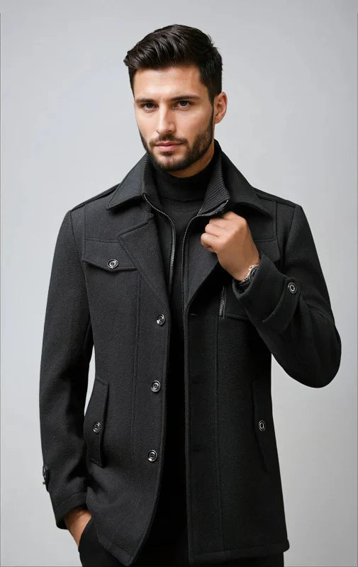 Men's Double Collar Jacket | Woolen Cloth