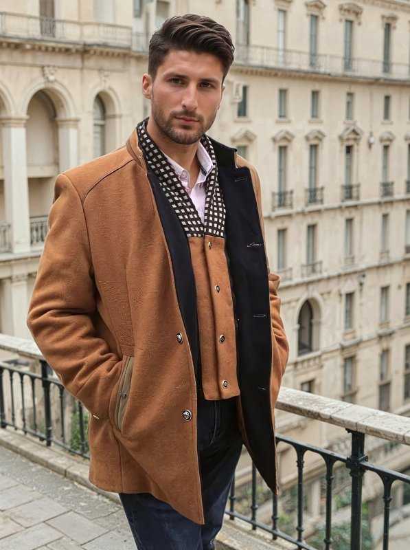 Men's Lapel Coat | Color Matching