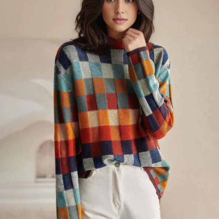 Women's Checked Sweater | Long