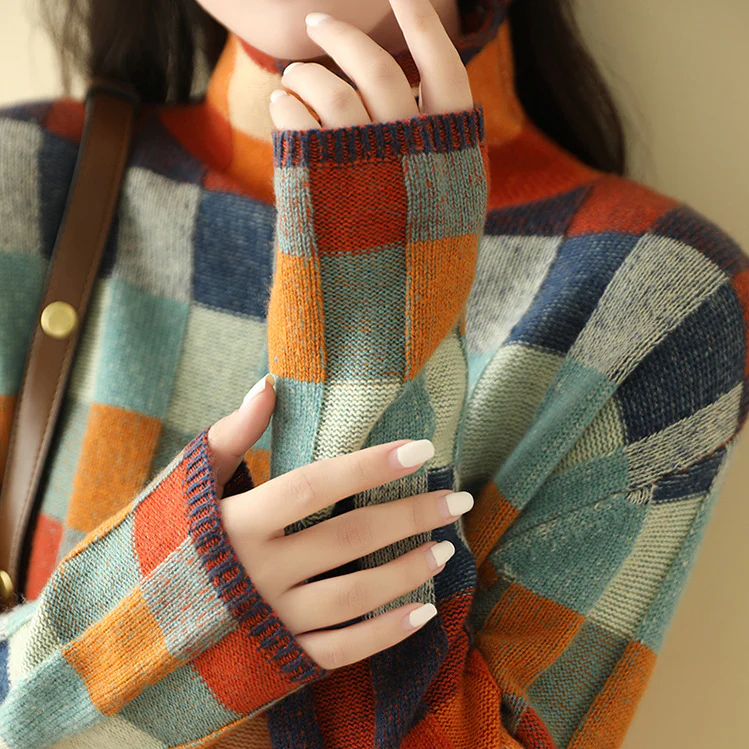 Women's Checked Sweater | Long