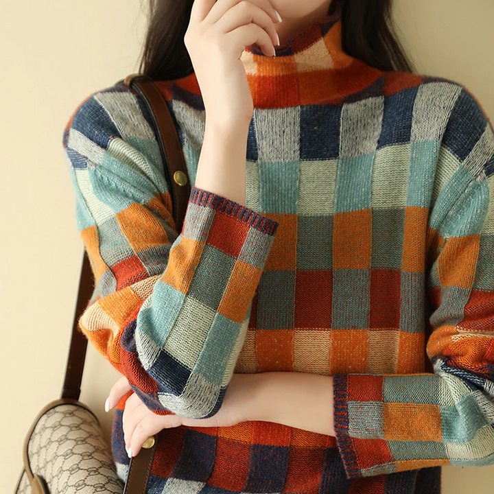 Women's Checked Sweater | Long