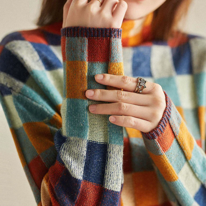 Women's Checked Sweater | Long