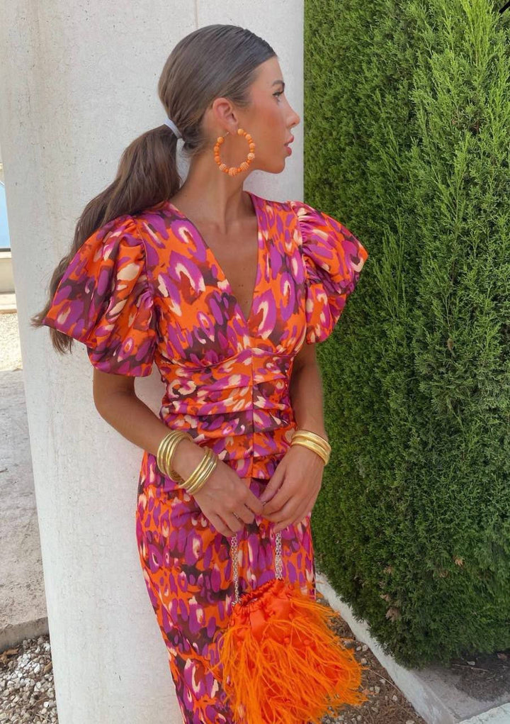 Party Puff Sleeve Dress | Midi