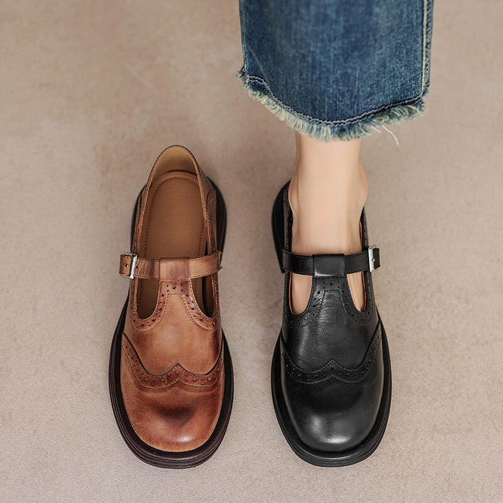 Women's Mary Jane Shoes with T-Strap | Wingtip