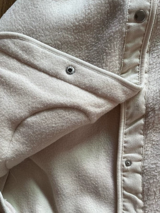 White Classic Oversized Jacket with Hood made of Faux Sheepskin