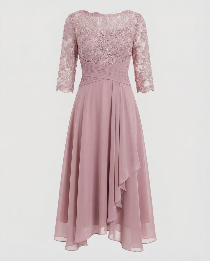 Women's Midi Evening Dress | 3/4 Sleeves