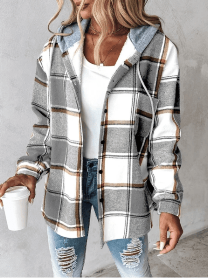 Women's Checked Winter Jacket | Long
