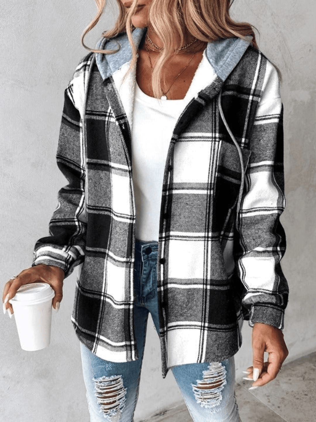 Women's Checked Winter Jacket | Long