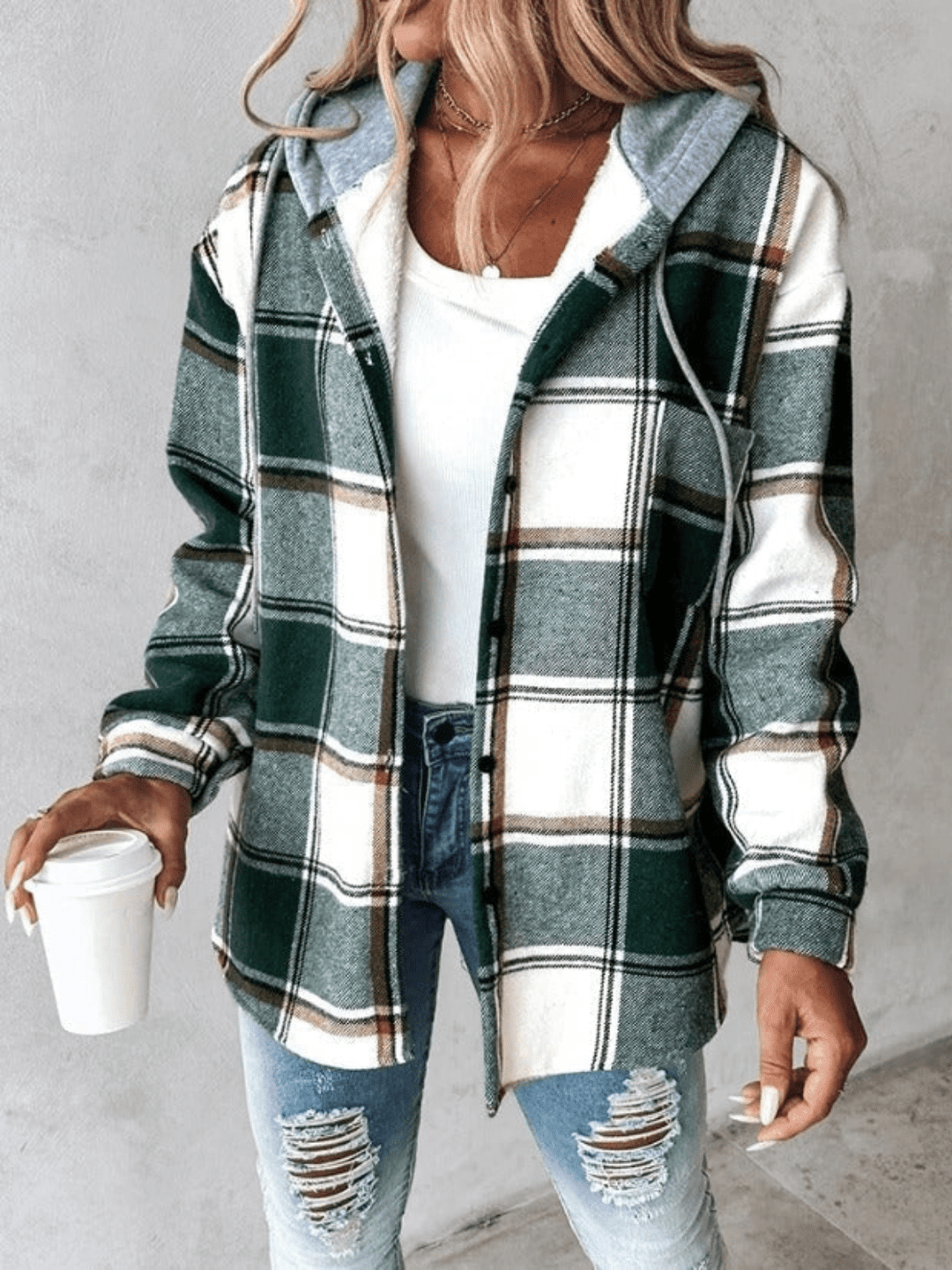 Women's Checked Winter Jacket | Long