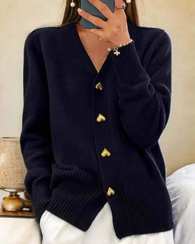 Women's Heart Button Cardigan | Knitting