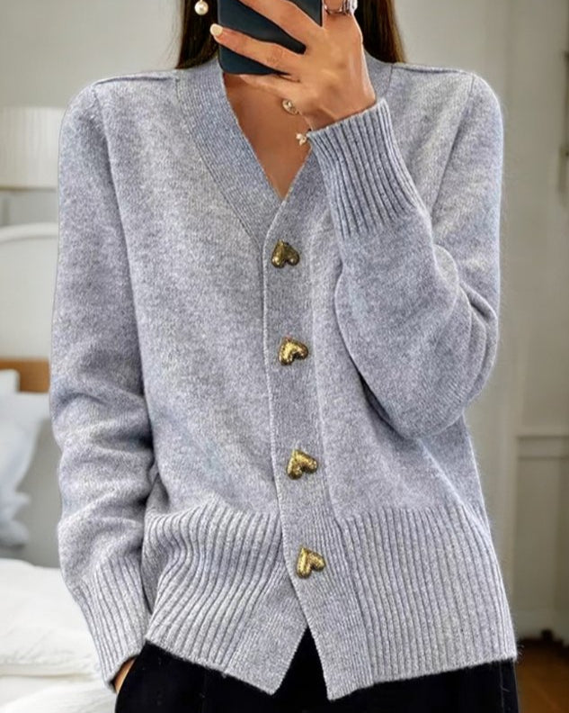 Women's Heart Button Cardigan | Knitting