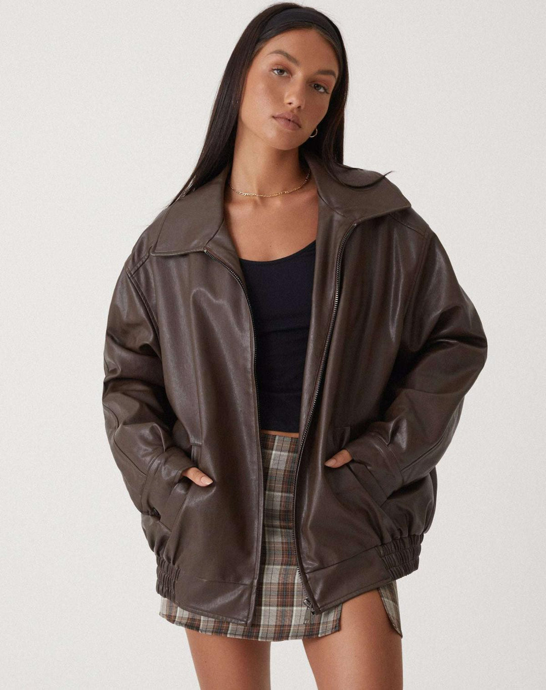 Women's Leather Winter Jacket | Long